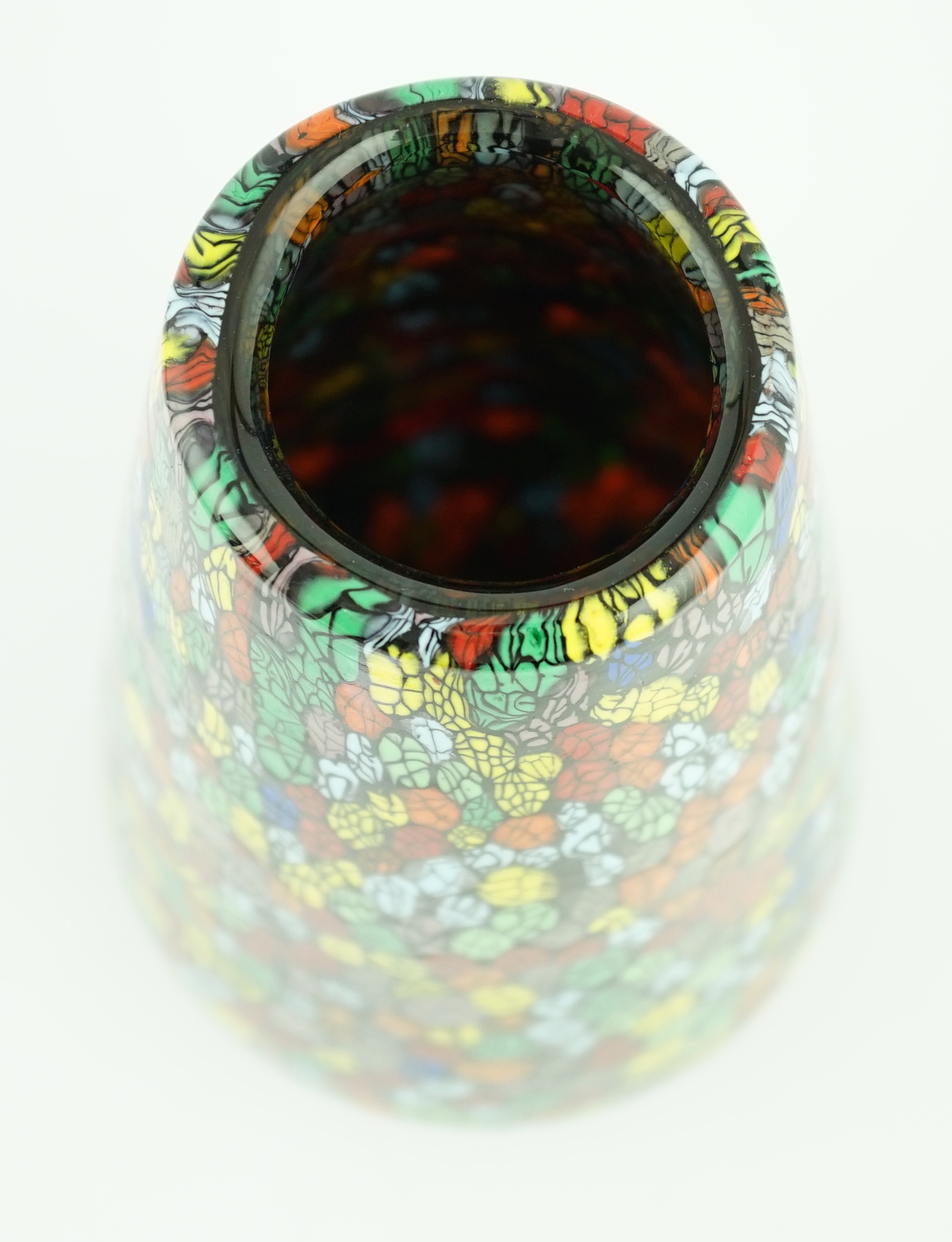 Vittorio Ferro (1932-2012) A Murano glass Murrine vase, the conical body with a multicoloured design, signed, 29cm., Please note this lot attracts an additional import tax of 20% on the hammer price